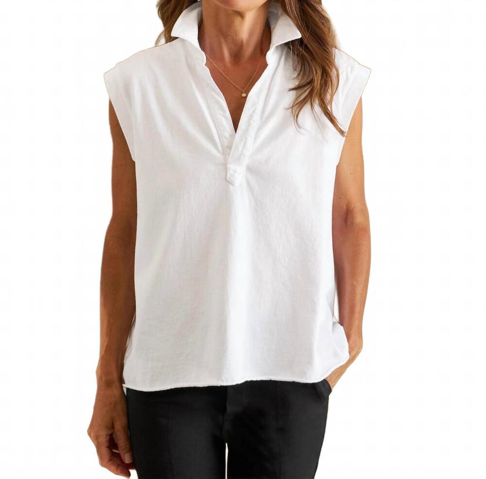 NEW FRANK & EILEEN olivia popover henley tank top in white